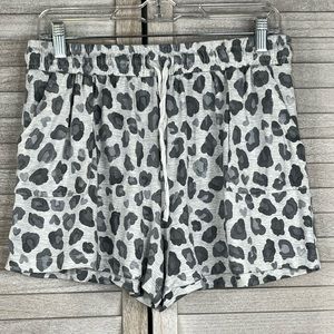 Pull On Lounge/PJ Shorts Gray Leopard-XL